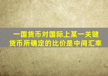 一国货币对国际上某一关键货币所确定的比价是中间汇率