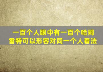 一百个人眼中有一百个哈姆雷特可以形容对同一个人看法