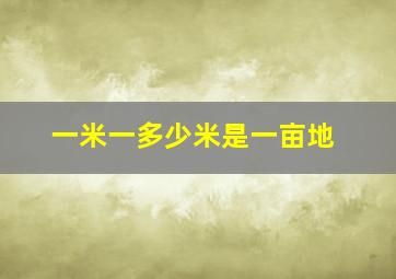 一米一多少米是一亩地