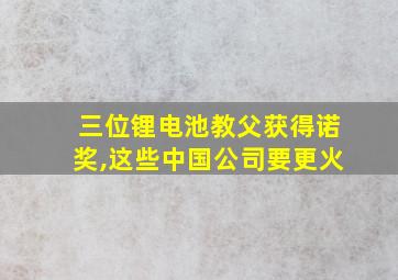 三位锂电池教父获得诺奖,这些中国公司要更火