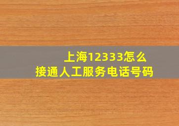 上海12333怎么接通人工服务电话号码