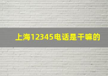 上海12345电话是干嘛的