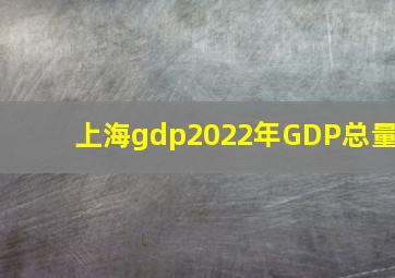 上海gdp2022年GDP总量