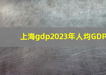 上海gdp2023年人均GDP