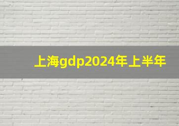 上海gdp2024年上半年