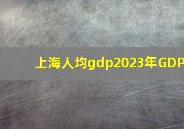 上海人均gdp2023年GDP