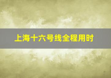 上海十六号线全程用时