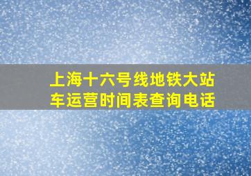 上海十六号线地铁大站车运营时间表查询电话