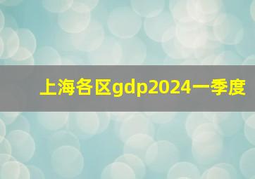 上海各区gdp2024一季度