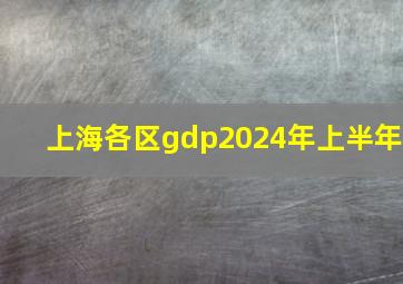 上海各区gdp2024年上半年