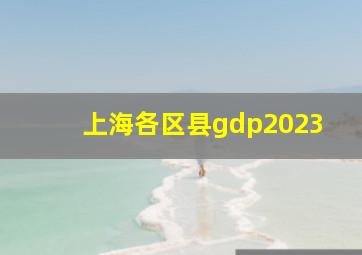 上海各区县gdp2023