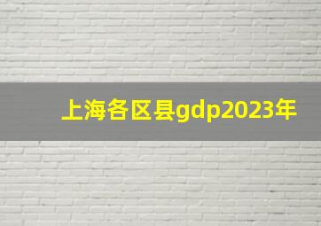 上海各区县gdp2023年