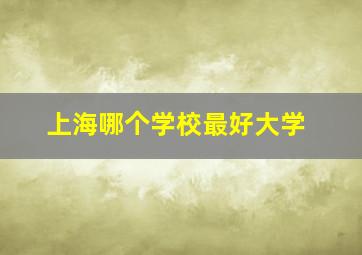 上海哪个学校最好大学