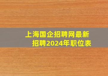 上海国企招聘网最新招聘2024年职位表