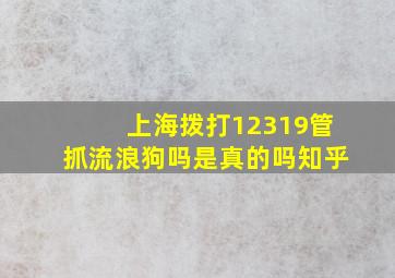 上海拨打12319管抓流浪狗吗是真的吗知乎