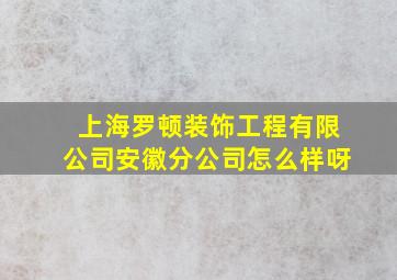 上海罗顿装饰工程有限公司安徽分公司怎么样呀