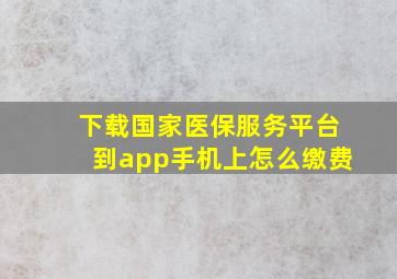 下载国家医保服务平台到app手机上怎么缴费