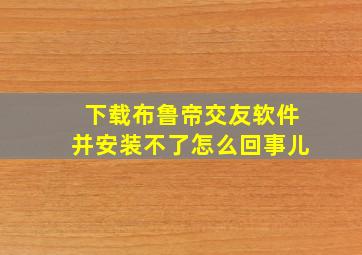 下载布鲁帝交友软件并安装不了怎么回事儿