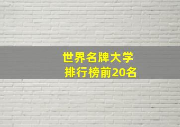 世界名牌大学排行榜前20名