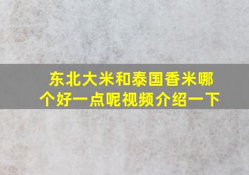 东北大米和泰国香米哪个好一点呢视频介绍一下