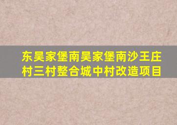 东吴家堡南吴家堡南沙王庄村三村整合城中村改造项目