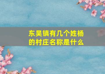 东吴镇有几个姓杨的村庄名称是什么