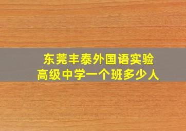 东莞丰泰外国语实验高级中学一个班多少人