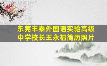 东莞丰泰外国语实验高级中学校长王永福简历照片