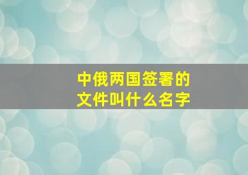 中俄两国签署的文件叫什么名字