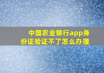 中国农业银行app身份证验证不了怎么办理