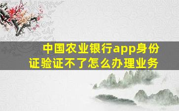 中国农业银行app身份证验证不了怎么办理业务