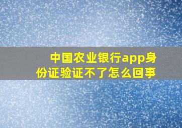 中国农业银行app身份证验证不了怎么回事