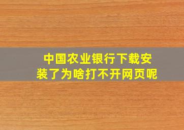 中国农业银行下载安装了为啥打不开网页呢