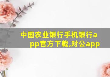 中国农业银行手机银行app官方下载,对公app