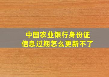 中国农业银行身份证信息过期怎么更新不了