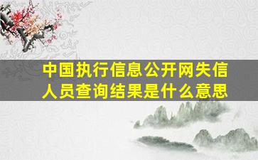 中国执行信息公开网失信人员查询结果是什么意思