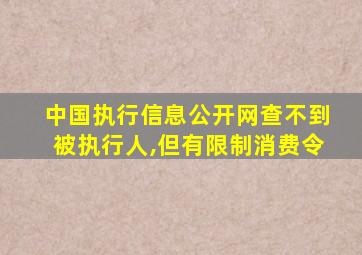 中国执行信息公开网查不到被执行人,但有限制消费令