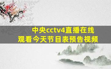 中央cctv4直播在线观看今天节目表预告视频