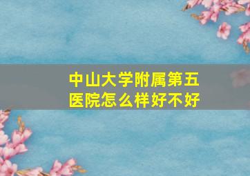 中山大学附属第五医院怎么样好不好