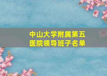 中山大学附属第五医院领导班子名单