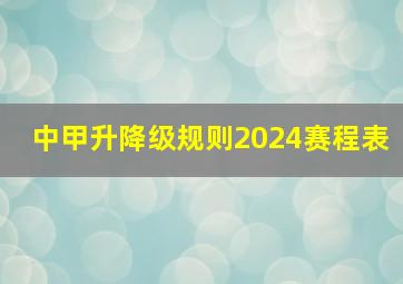 中甲升降级规则2024赛程表