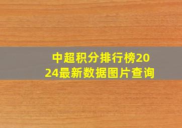 中超积分排行榜2024最新数据图片查询