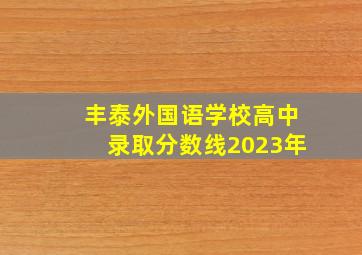 丰泰外国语学校高中录取分数线2023年