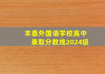 丰泰外国语学校高中录取分数线2024级