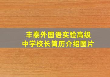 丰泰外国语实验高级中学校长简历介绍图片