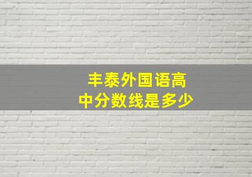 丰泰外国语高中分数线是多少