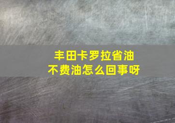 丰田卡罗拉省油不费油怎么回事呀