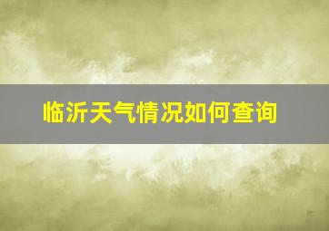 临沂天气情况如何查询