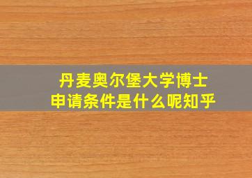 丹麦奥尔堡大学博士申请条件是什么呢知乎