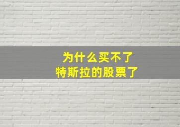 为什么买不了特斯拉的股票了